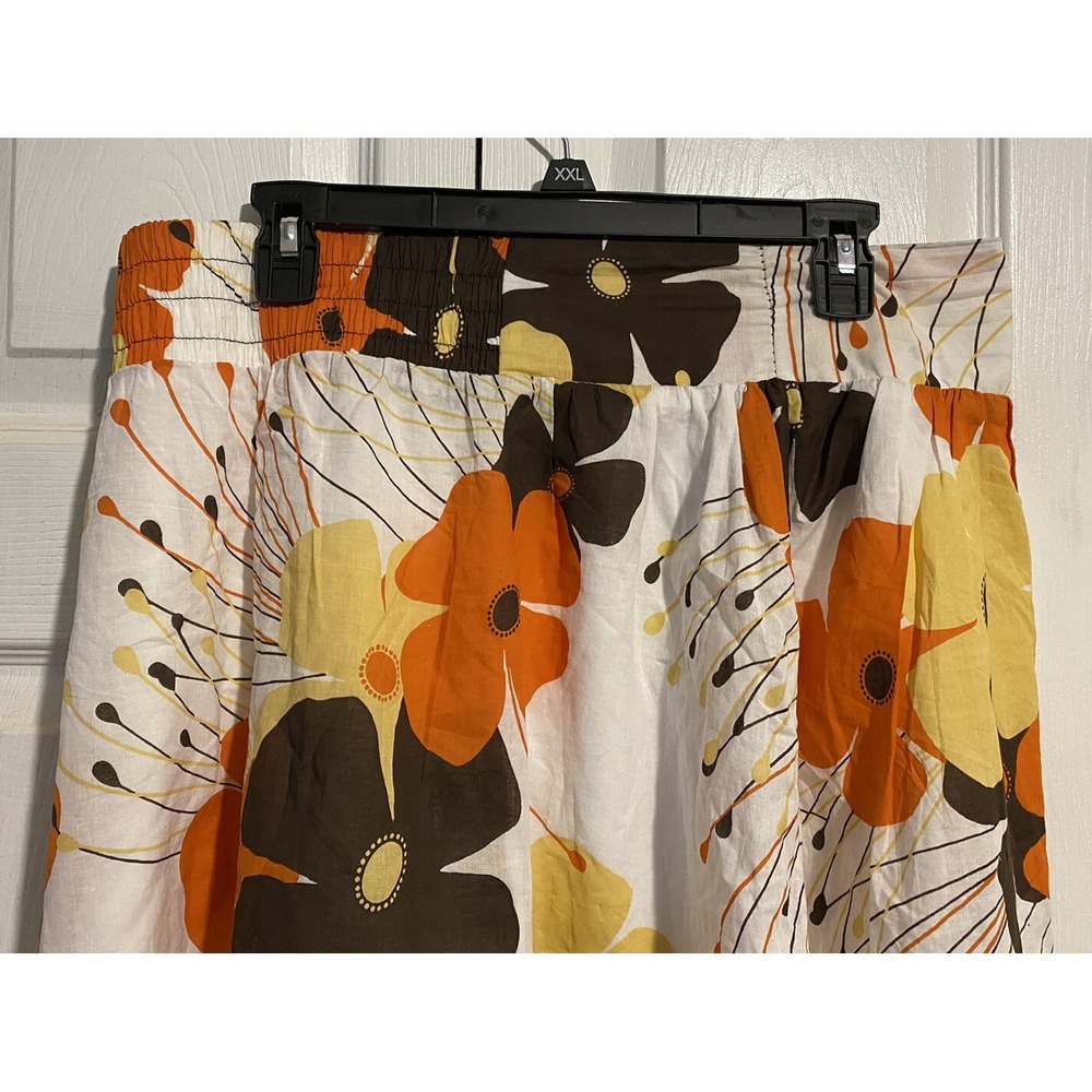 Rainbow floral skirt size M white brown yellow floral - Picture 2 of 6